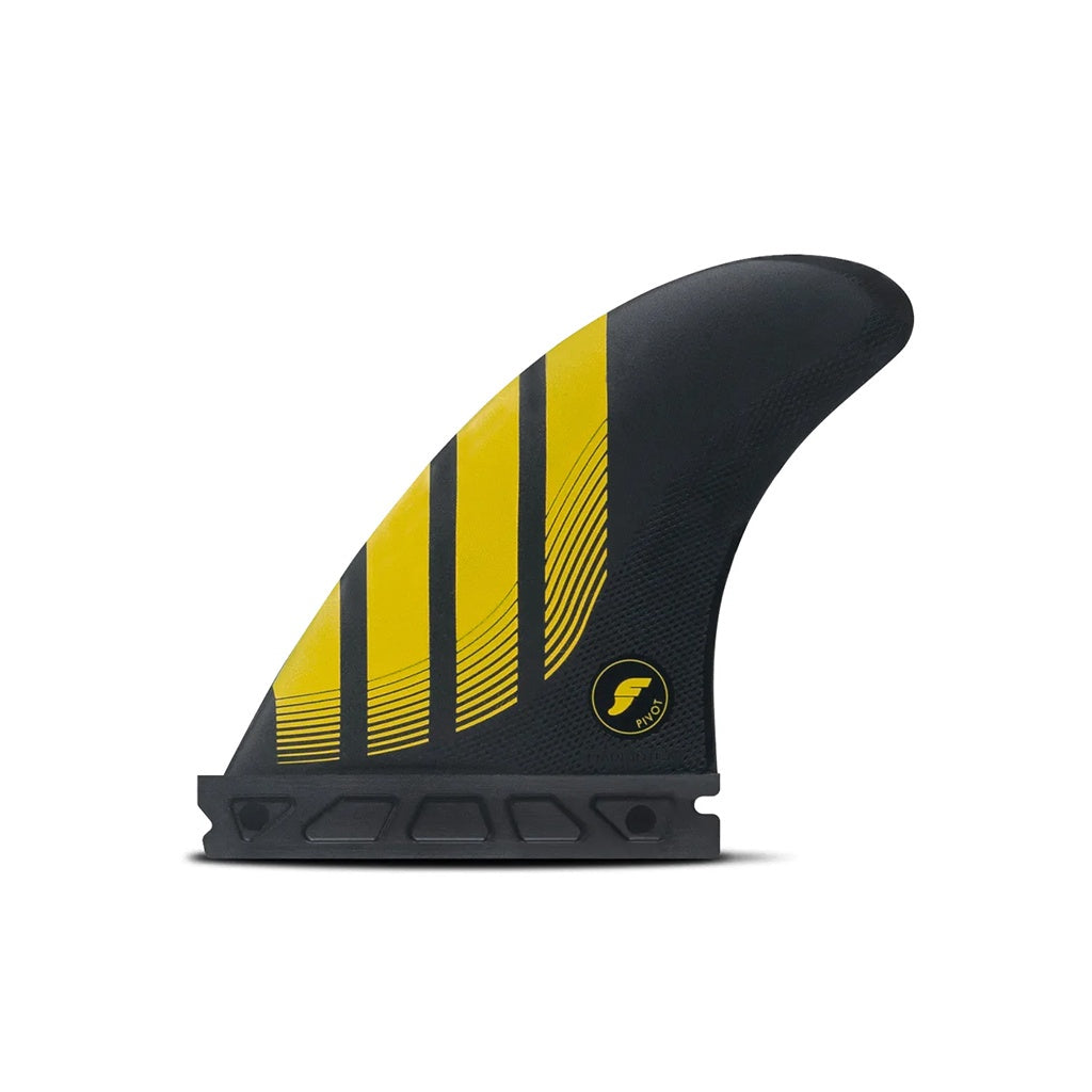 Futures | Alpha Pivot P4 Small Tri Fin Set. Carbon/Yellow