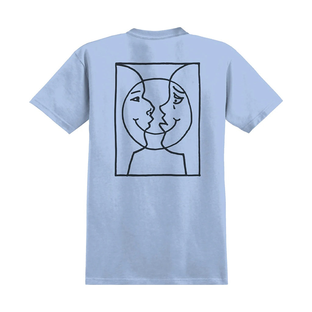 Krooked | Moonsmile Raw Short Sleeve T-Shirt. Light Blue/Black
