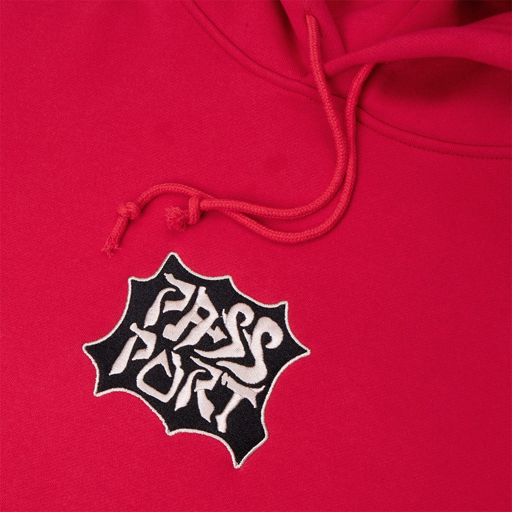 Pass~Port | Glyph Embroidered Fleece Hoodie. Red