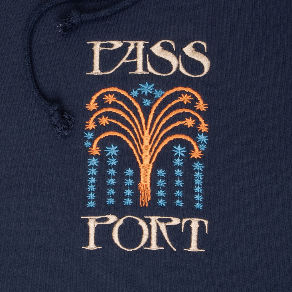 Pass~Port | Roman Candle Embroidered Fleece Hoodie. Navy
