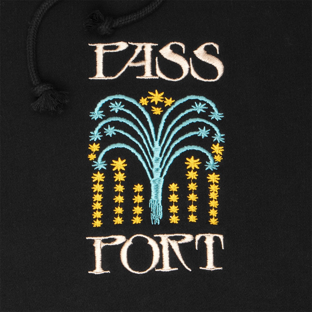 Pass~Port | Roman Candle Embroidered Fleece Hoodie. Black