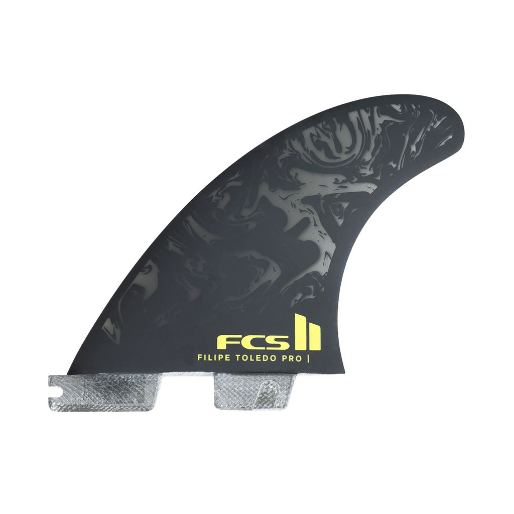 FCS2 x Filipe Toledo | FT Pro Accelerator PG Medium Tri Fin Set. Black/Acid