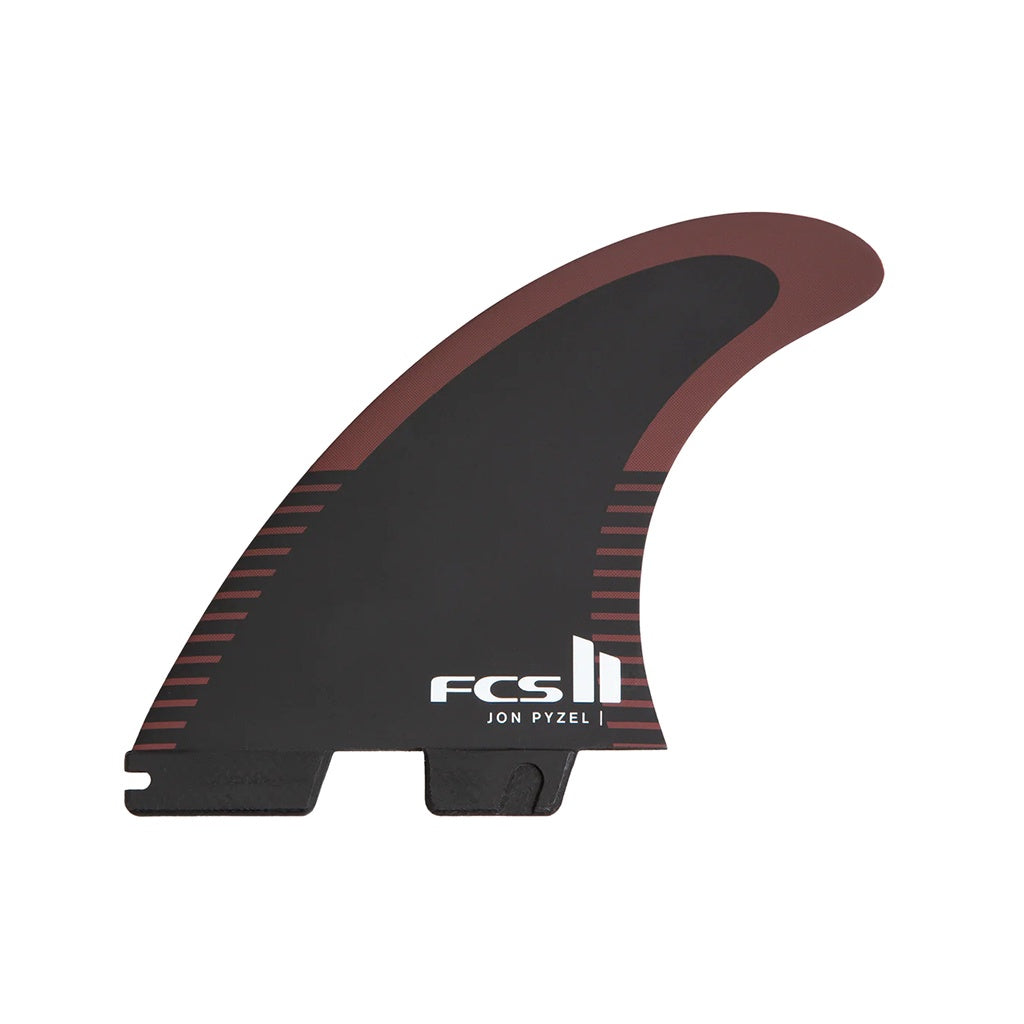FCS2 x Jon Pyzel | JP Performer PC AirCore Medium Tri Fin Set. Black/Shiraz