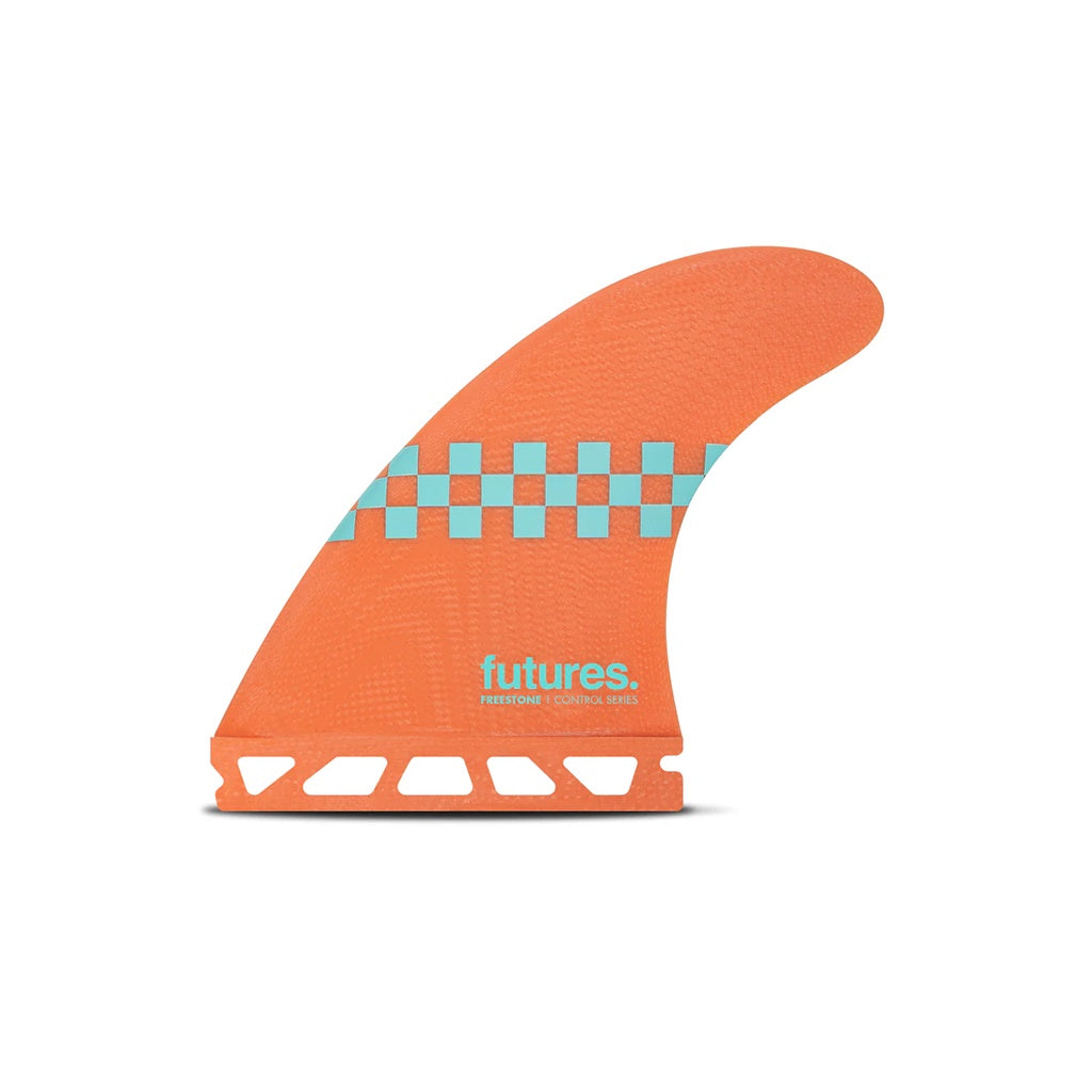 Futures x Jack Freestone | JF Signature Control Series Fibreglass Large Tri Fin Set. Salmon