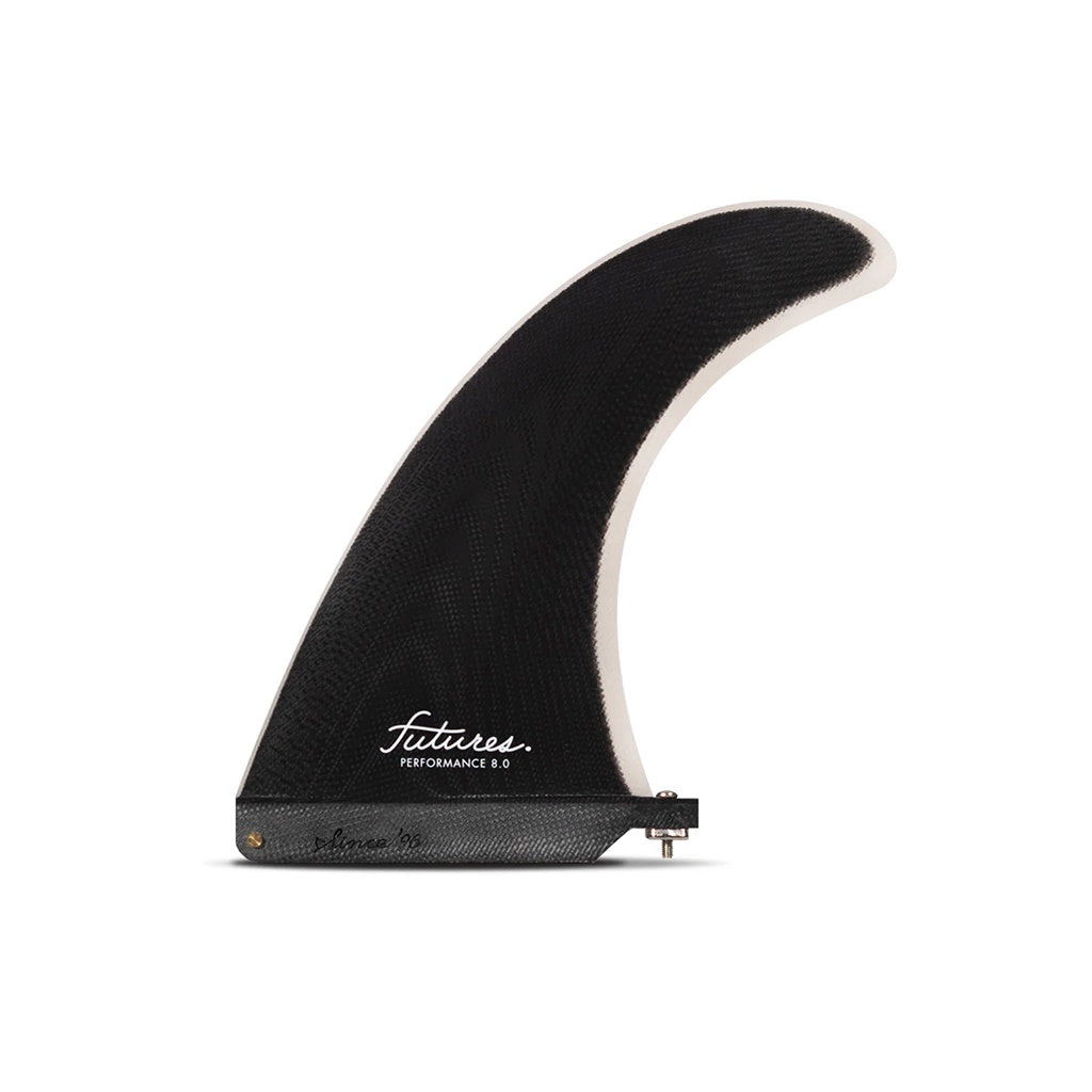 Futures | Performance 8 Fibreglass Medium 8" Centre Fin. Black/Smoke Grey