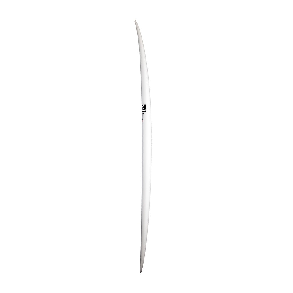 Pyzel | Ghost Round Tail 5 Fin Fibreglass Surfboard. White/Clear