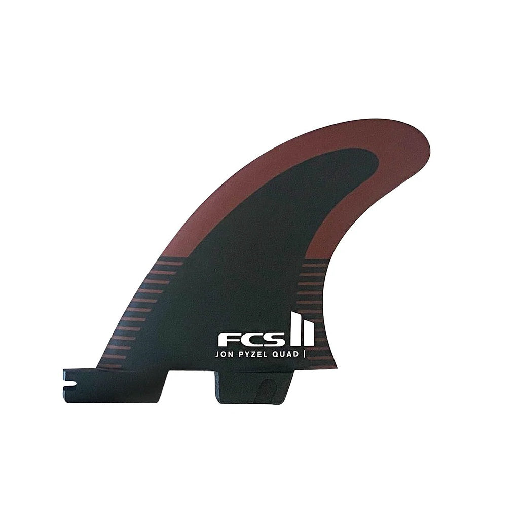 FCS2 x Jon Pyzel | JP Performer PC AirCore Medium Quad Rear Side Fin Set. Black/Shiraz