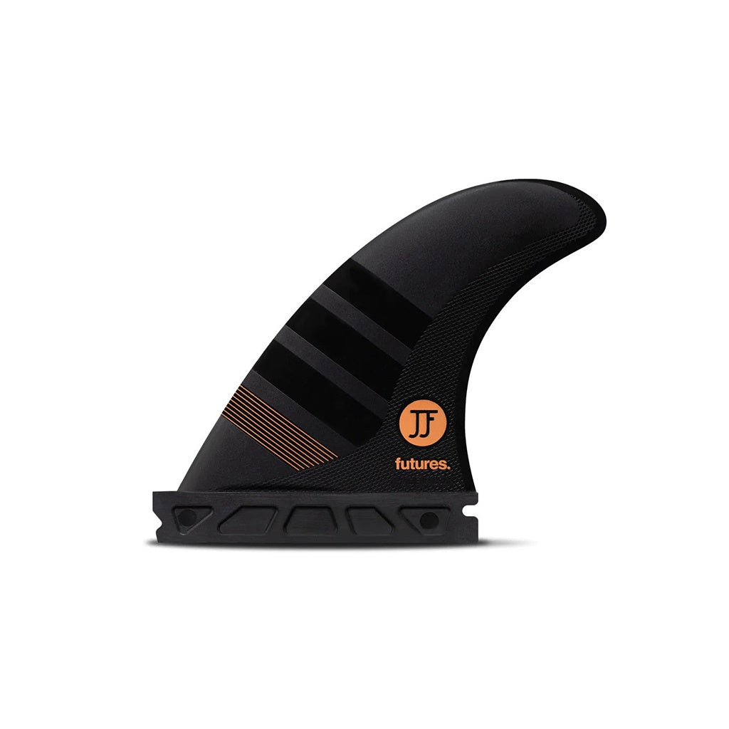 Futures x John John Florence | JJF Alpha Grom / X-Small Tri Fin Set. Carbon/Orange