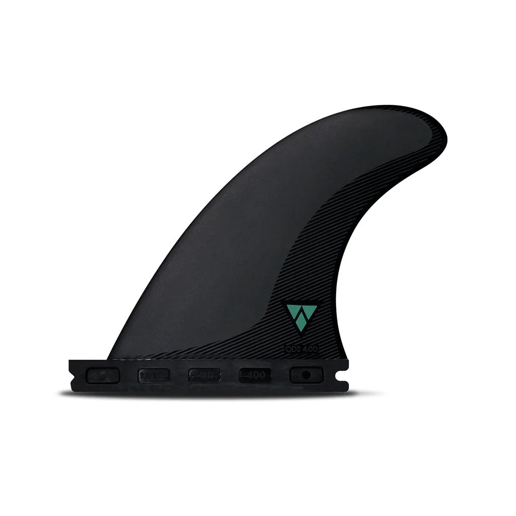 Futures | Alpha QD2 4.0" Medium Quad Rear Side Fin Set. Carbon/Teal