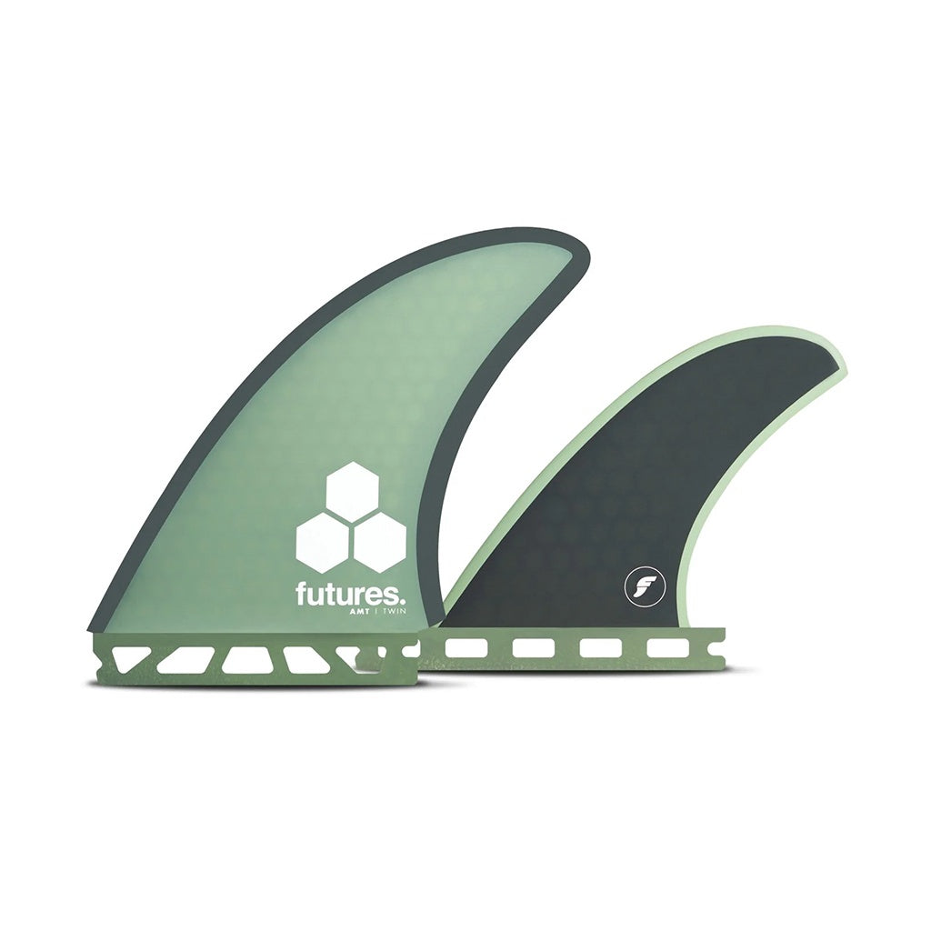 Futures x Al Merrick | AMT Honeycomb Twin + 1 Medium Tri Fin Set. Green/Grey