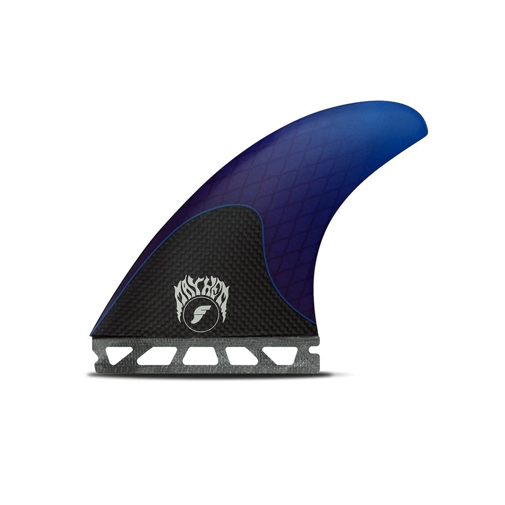 Futures x Mayhem | Rake 3.0 Honeycomb / Carbon Medium Tri Fin Set. Blue / Carbon
