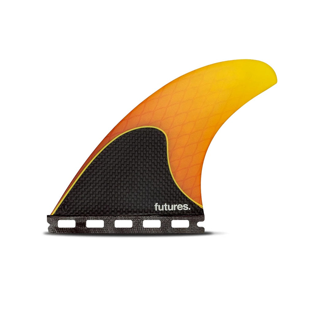 Futures x Mayhem | Rake 3.0 Honeycomb / Carbon Small Tri Fin Set. Orange / Carbon