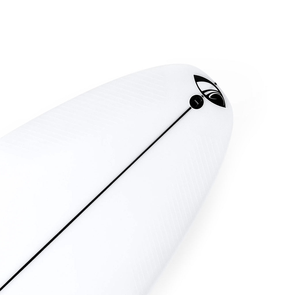 SharpEye | Synergy Fibreglass Surfboard. White/Clear