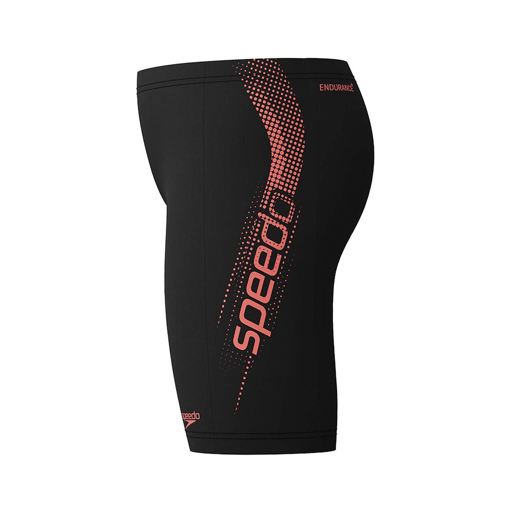 Speedo | Boys EnduraFlex Sport Logo Jammer. Black / Neon Coral