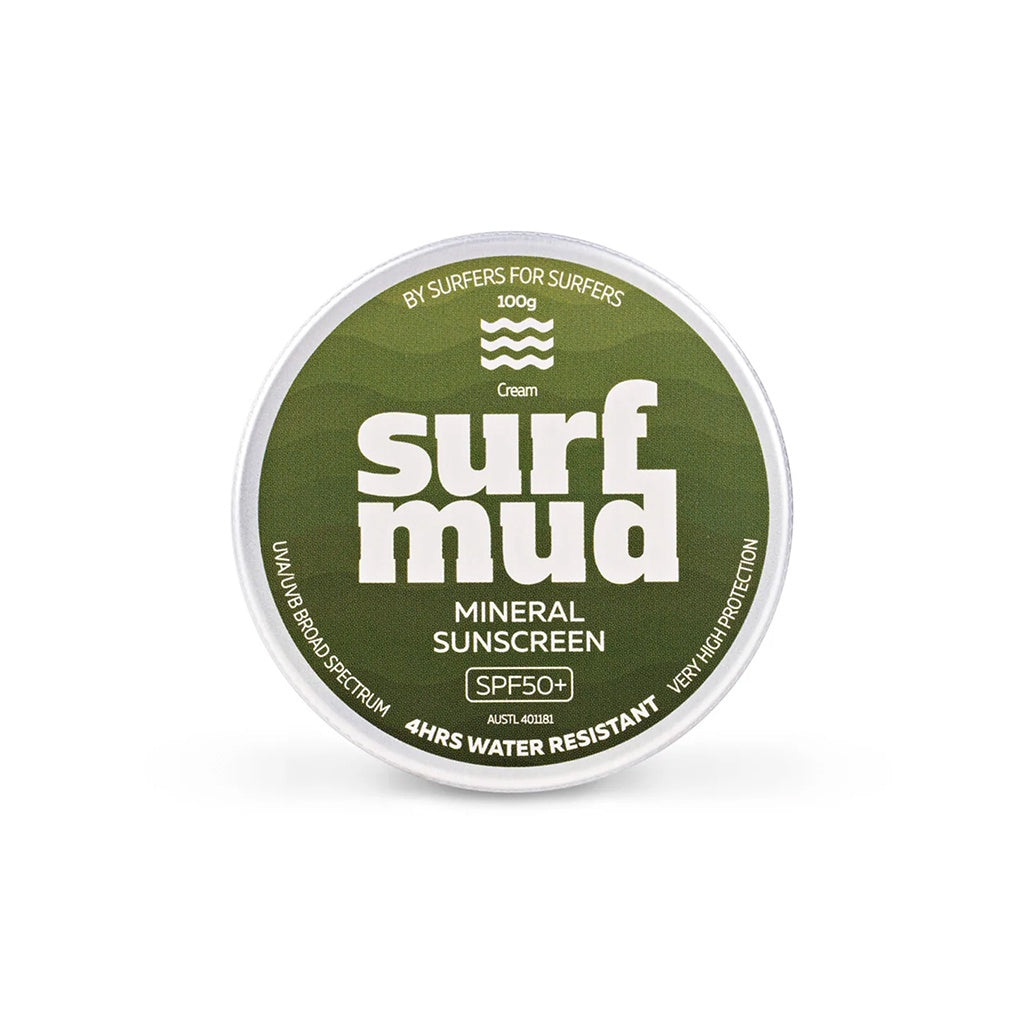 Surf Mud | Mineral SPF50+ Sunscreen Cream. 100g Tin