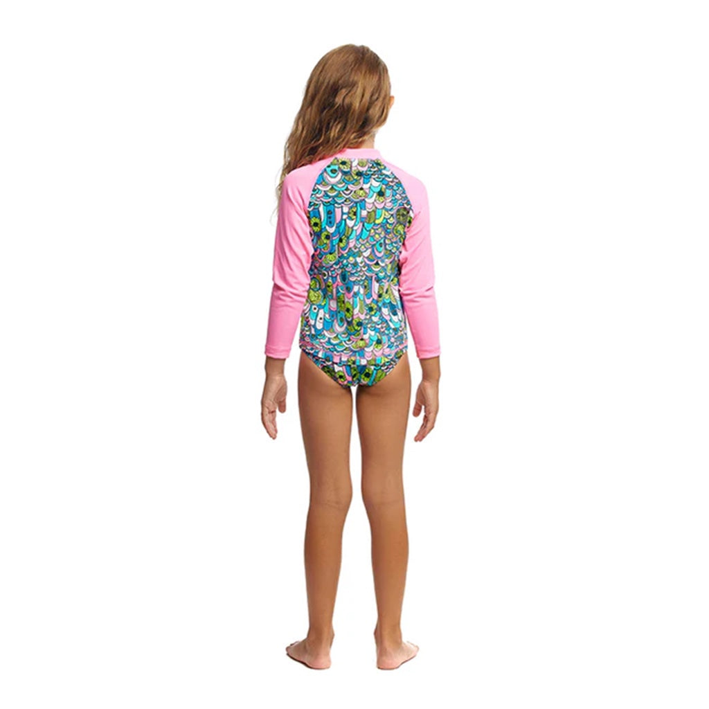 Funkita | Toddler Girls Zippy Long Sleeve Rash Vest UV50+ Swim Top. Feather Fairy