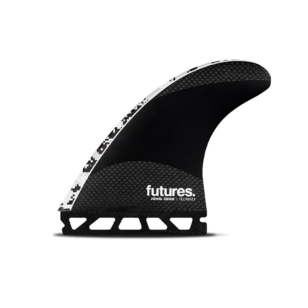 Futures x John John Florence | JJF Signature Techflex Pro Medium-Large Tri Fin Set. Digi White / Black