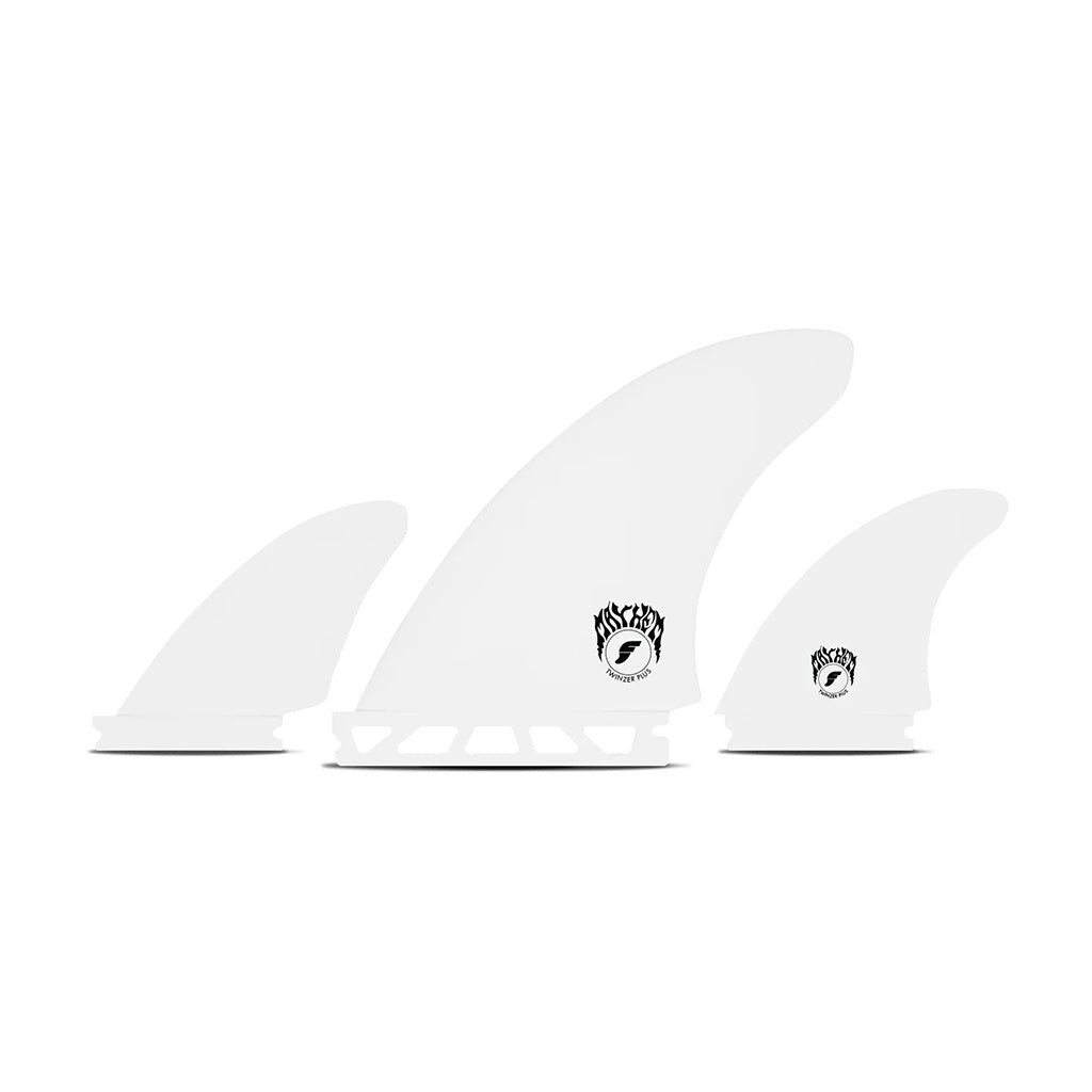 Futures x Matt Biolis | Mayhem Fibreglass Large Twinzer Plus 5 Fin Set. White