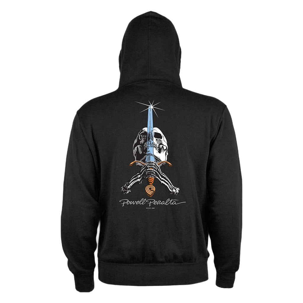 Powell Peralta | Skull and Sword Lightweight Full Zip Hoodie. Black