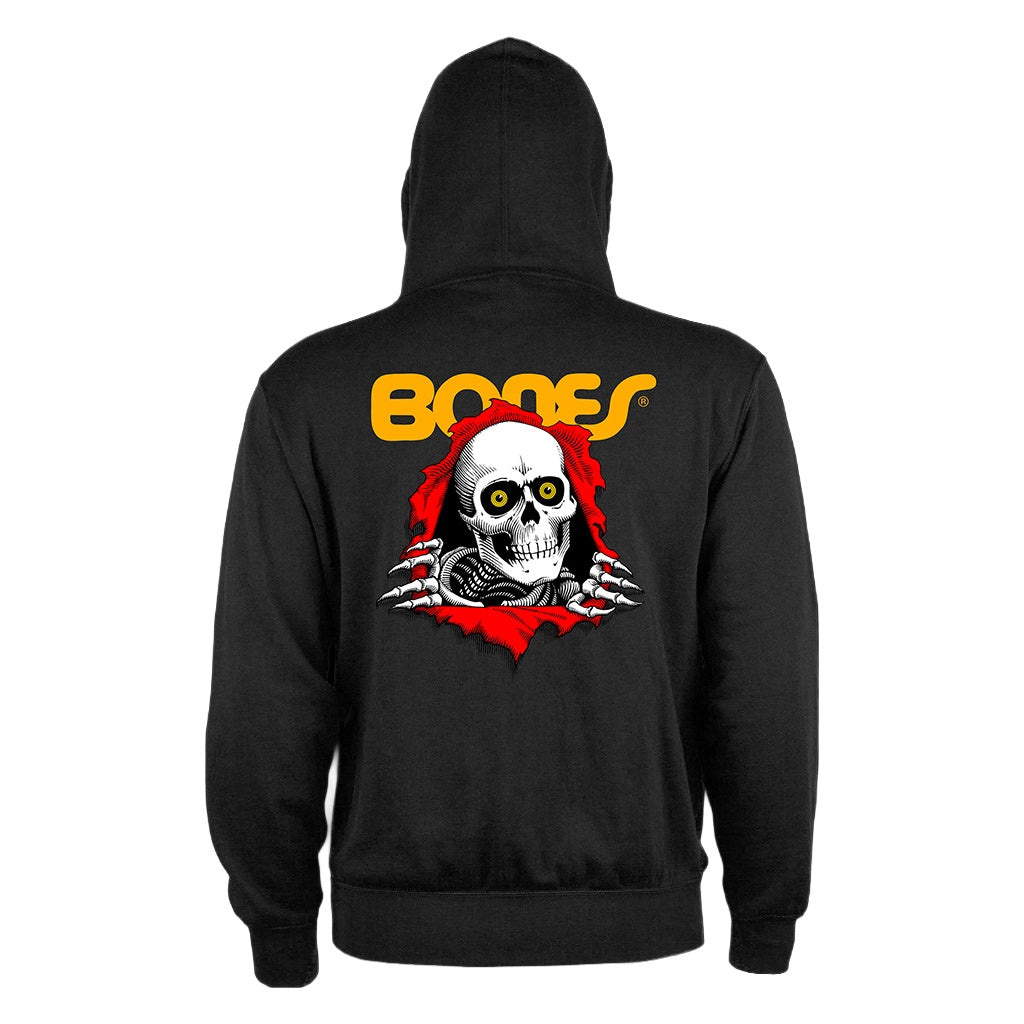 Powell Peralta x Bones | Ripper Lightweight Full Zip Hoodie. Black
