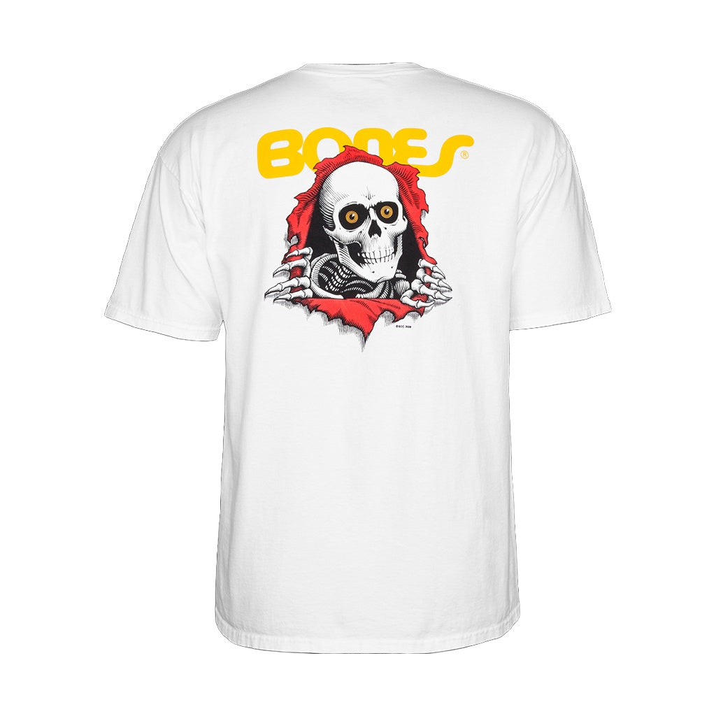 Powell Peralta x Bones | Ripper Short Sleeve Tee. White