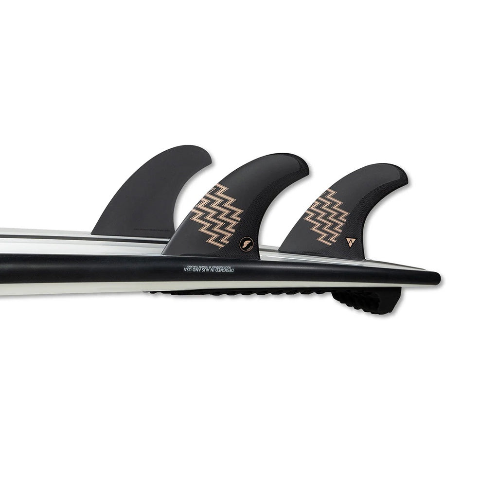 Futures x Gerry Lopez | Lopez Alpha Large 5 Fin Set. Carbon/Sand