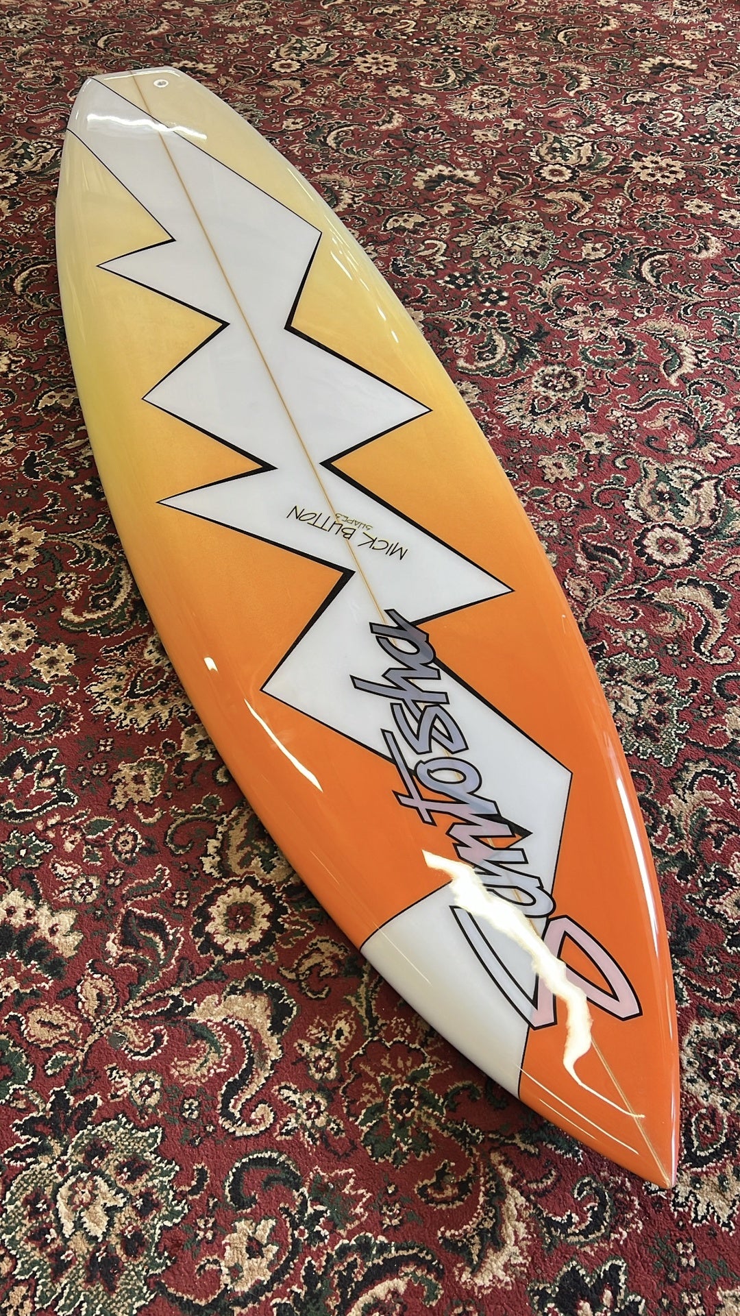 Santosha | Reissue #1 1980's MB Thruster Surfboard. Jagged Spray