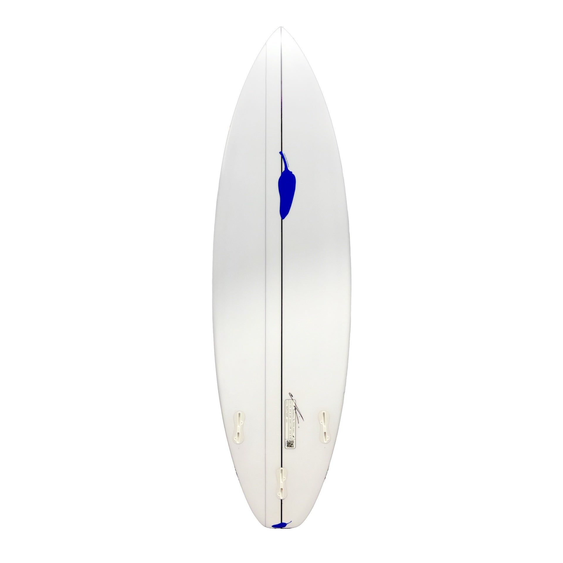 Chilli | Blueprint Rounded Square Tail Fibreglass Surfboard. White/Clear