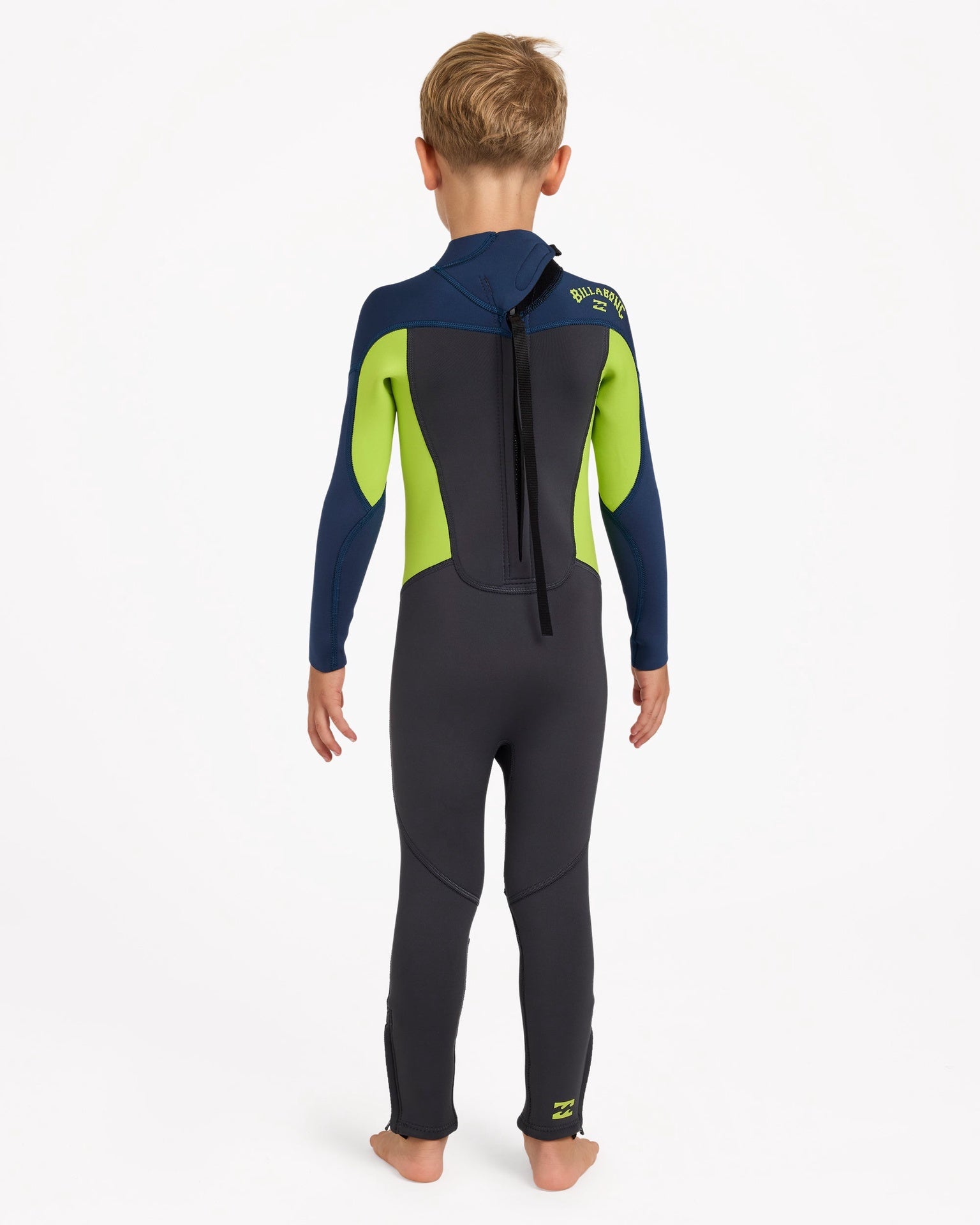 Billabong | Boys Absolute Core 3/2mm Back Zip Long Sleeve Fullsuit Steamer Wetsuit. Fluro Lime
