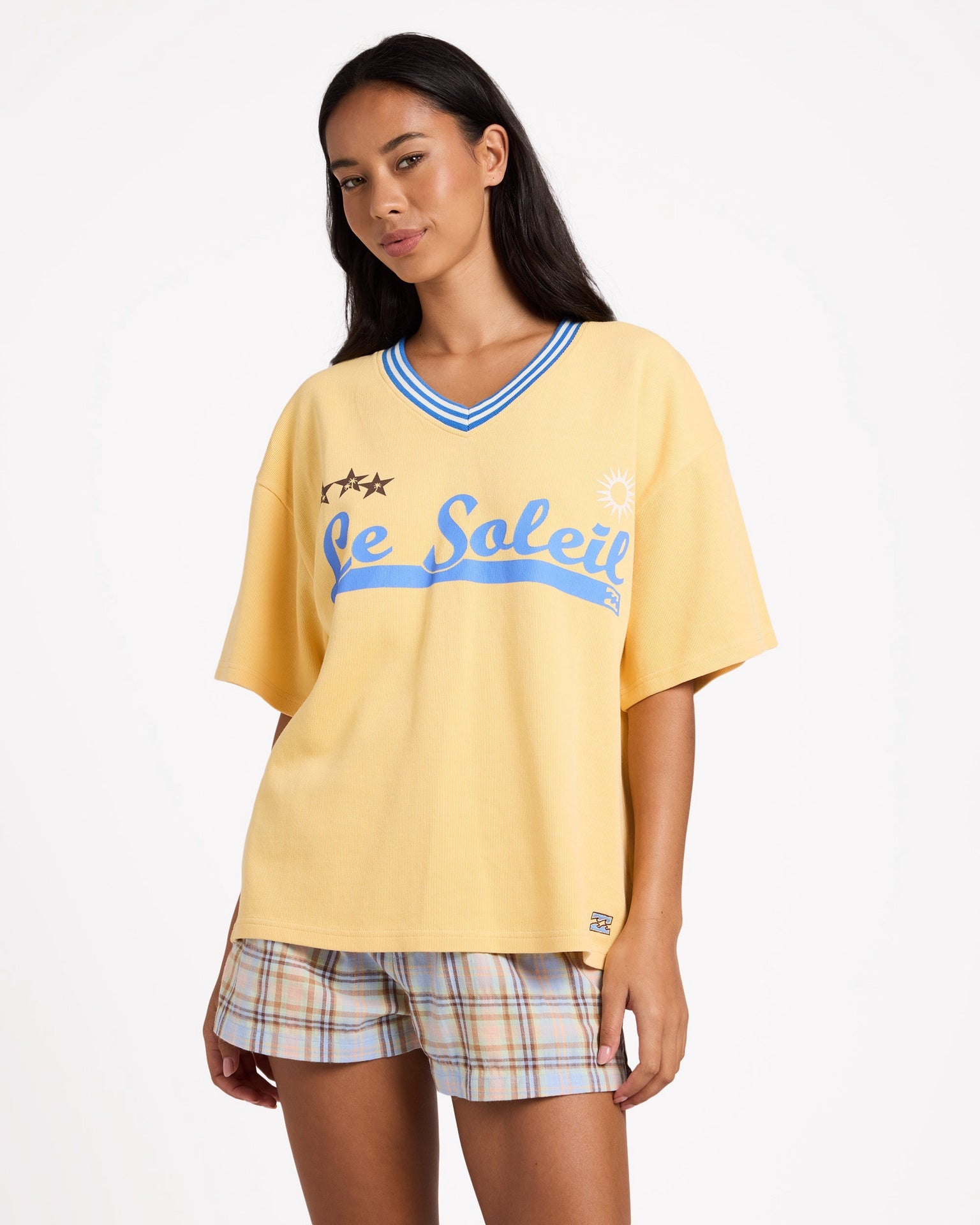 Billabong | Ladies Dream State Short Sleeve Oversized T-Shirt. Light Yellow
