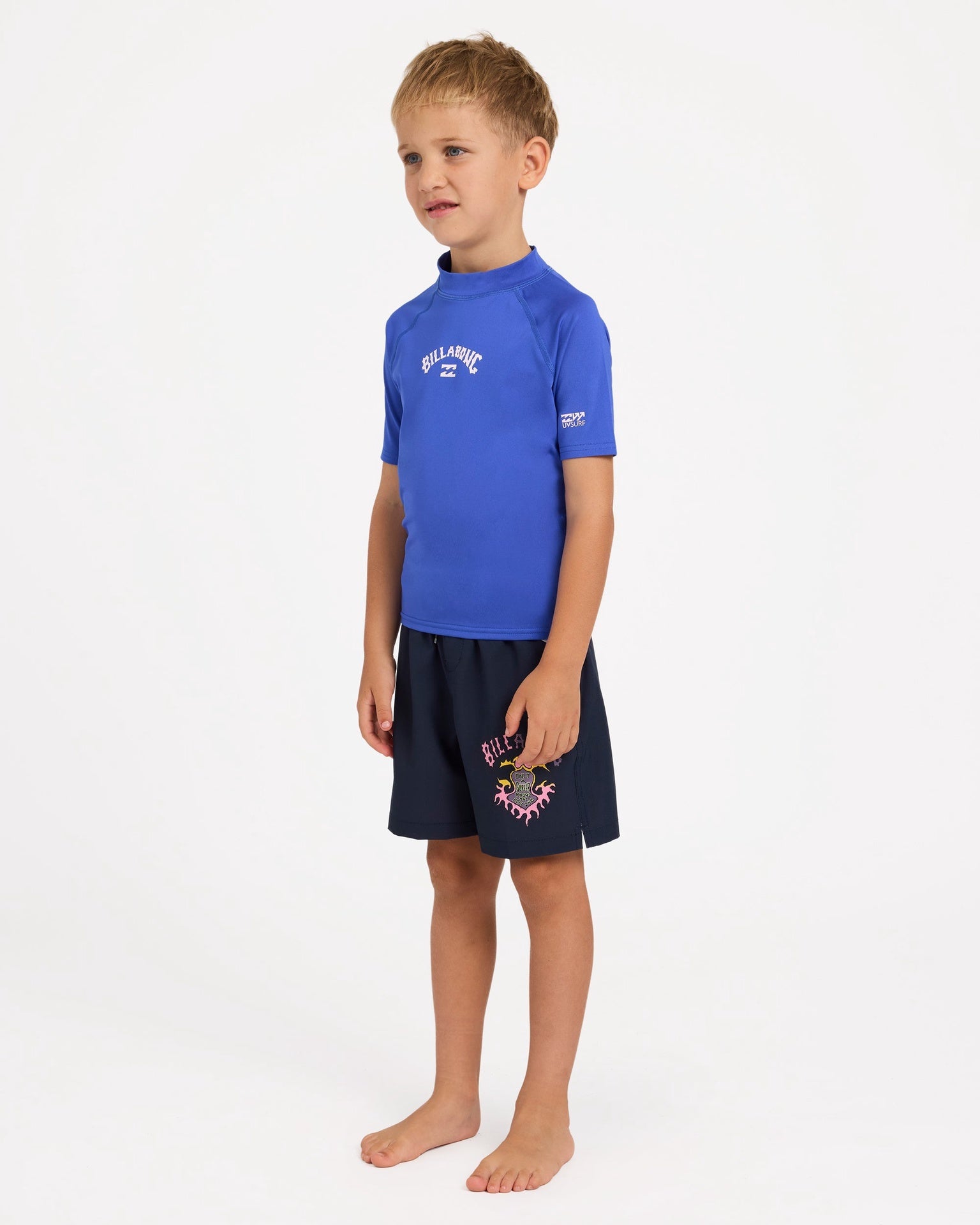 Billabong | Boys Groms All Day Arch Regular Fit Short Sleeve 50+ UPF Rashguard. Cobalt