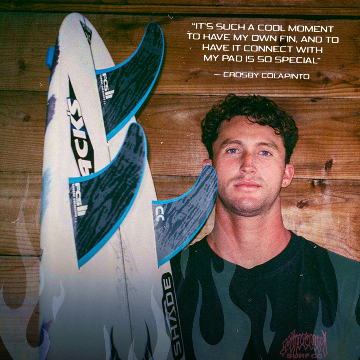 FCS2 x Crosby Colapinto | CC Athlete Series Accelerator PC Medium Tri Fin Set. Black/Blue
