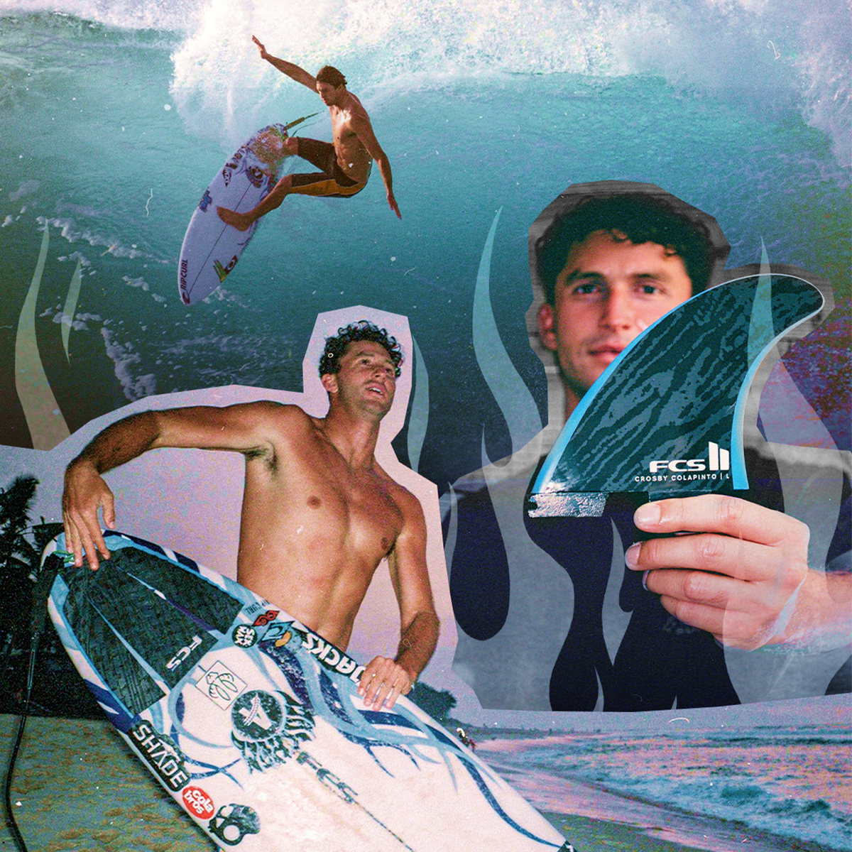 FCS2 x Crosby Colapinto | CC Athlete Series Accelerator PC Large Tri Fin Set. Black/Blue