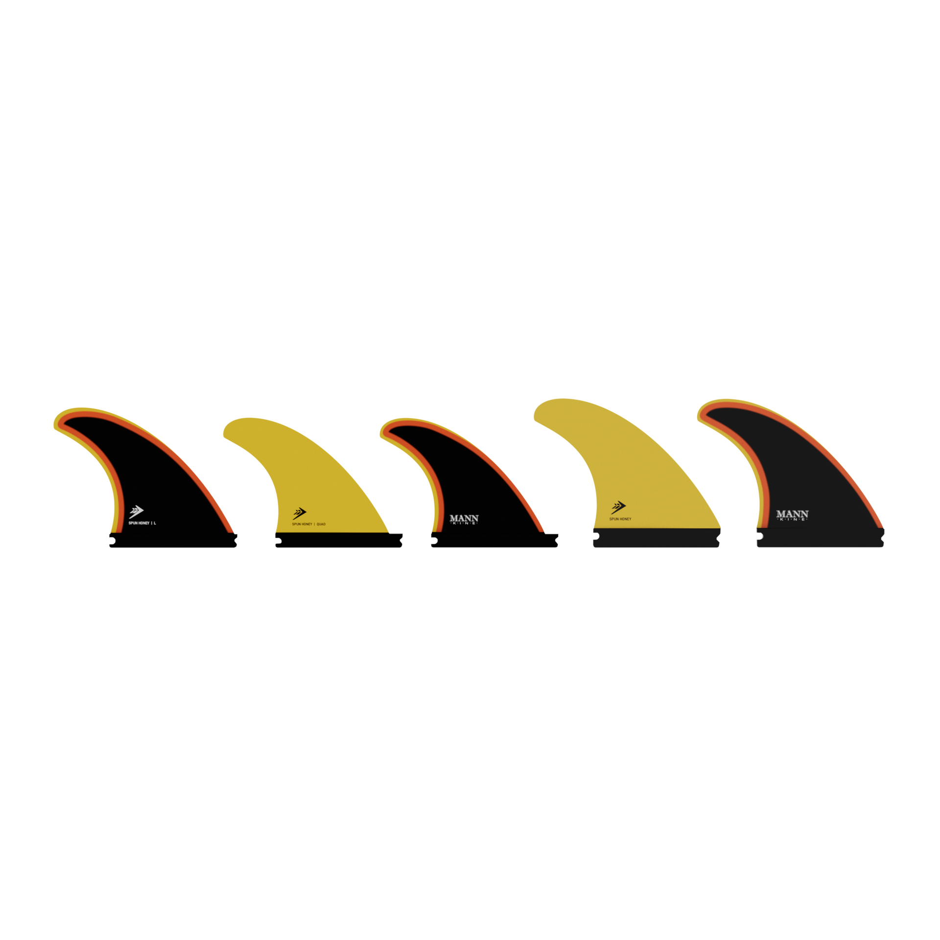 Firewire x Mannkine | Spun Honey Fibreglass Large 5 Fin Set. Black/Gold