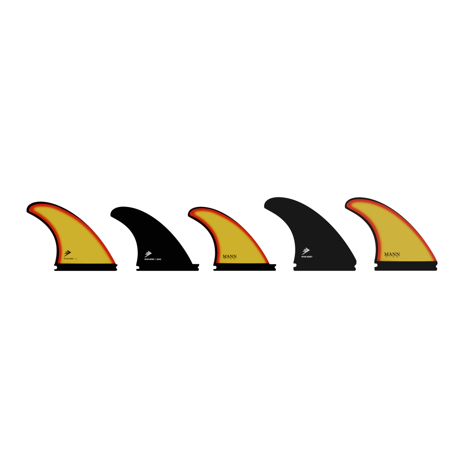 Firewire x Mannkine | Spun Honey Fibreglass Medium 5 Fin Set. Gold/Black