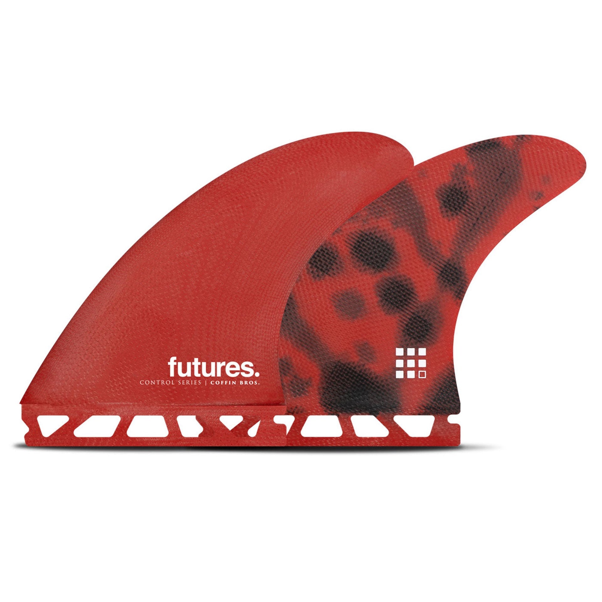 Futures x Coffin Bros. | Signature Control Series Fibreglass Medium Tri Fin Set. Red/Black