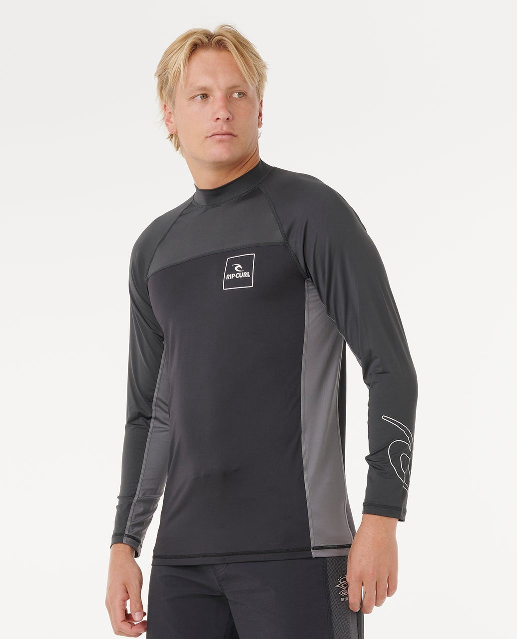 Rip Curl | Shock 50+ UPF Long Sleeve Rashguard. Black Marle