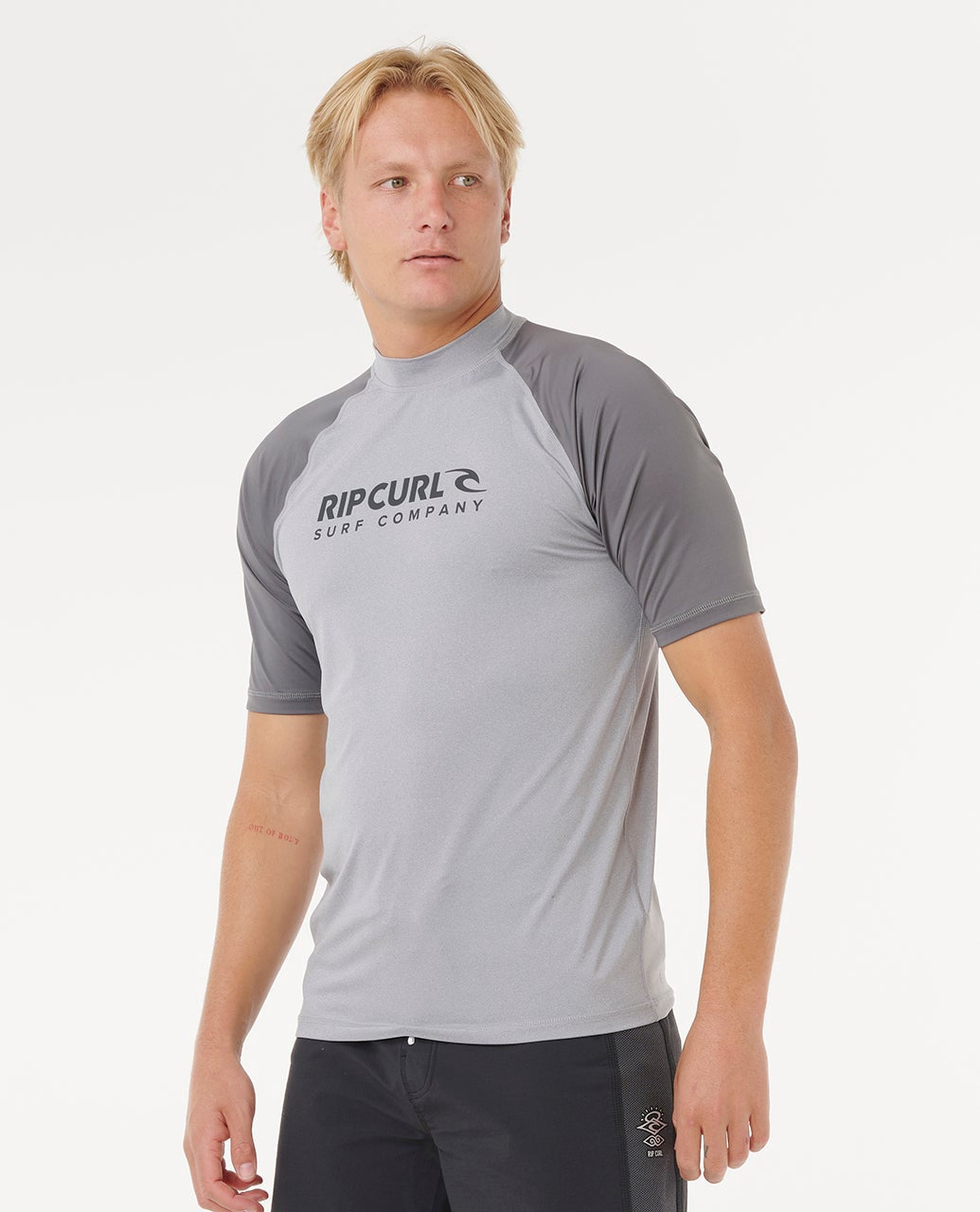 Rip Curl | Shock 50+ UPF Short Sleeve Rashguard. Grey Marle