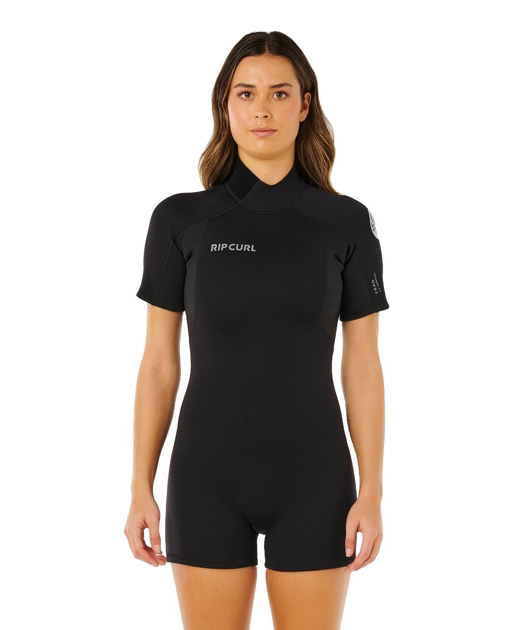 Rip Curl | Ladies Trad 2/2mm FL Back Zip Short Sleeve Springsuit Wetsuit. Black