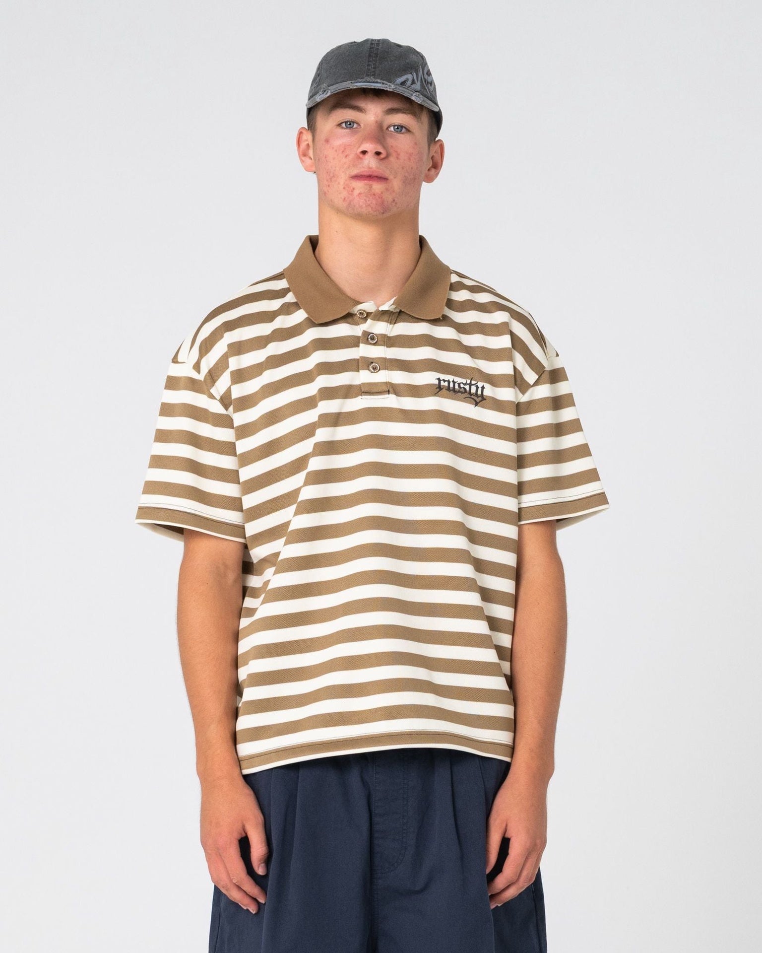 Rusty |Cleetus Short Sleeve Polo. Mushroom