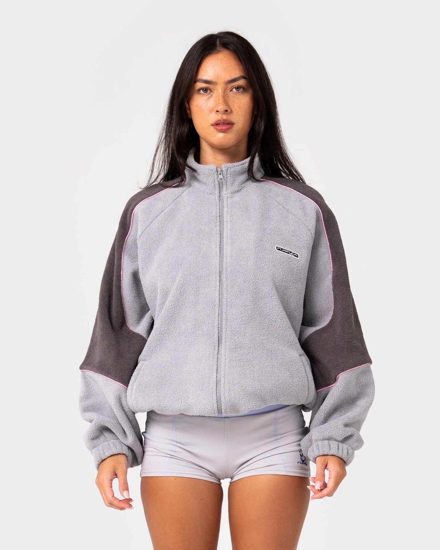 Rusty | Ladies Coach Zip Through Sherpa Fleece. Ultimate Grey