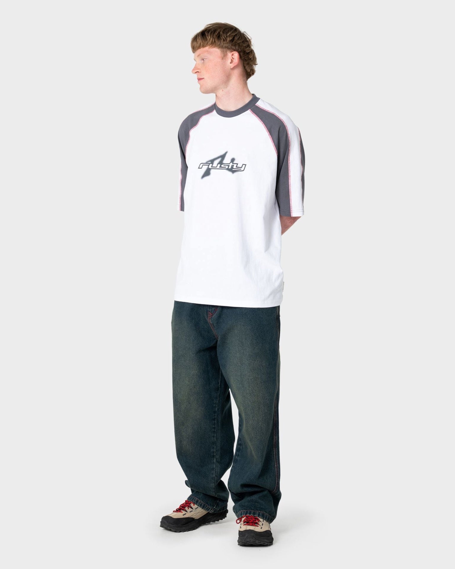 Rusty | Fade-R Panel Graphic R2K Oversized Fit Tee. White 2