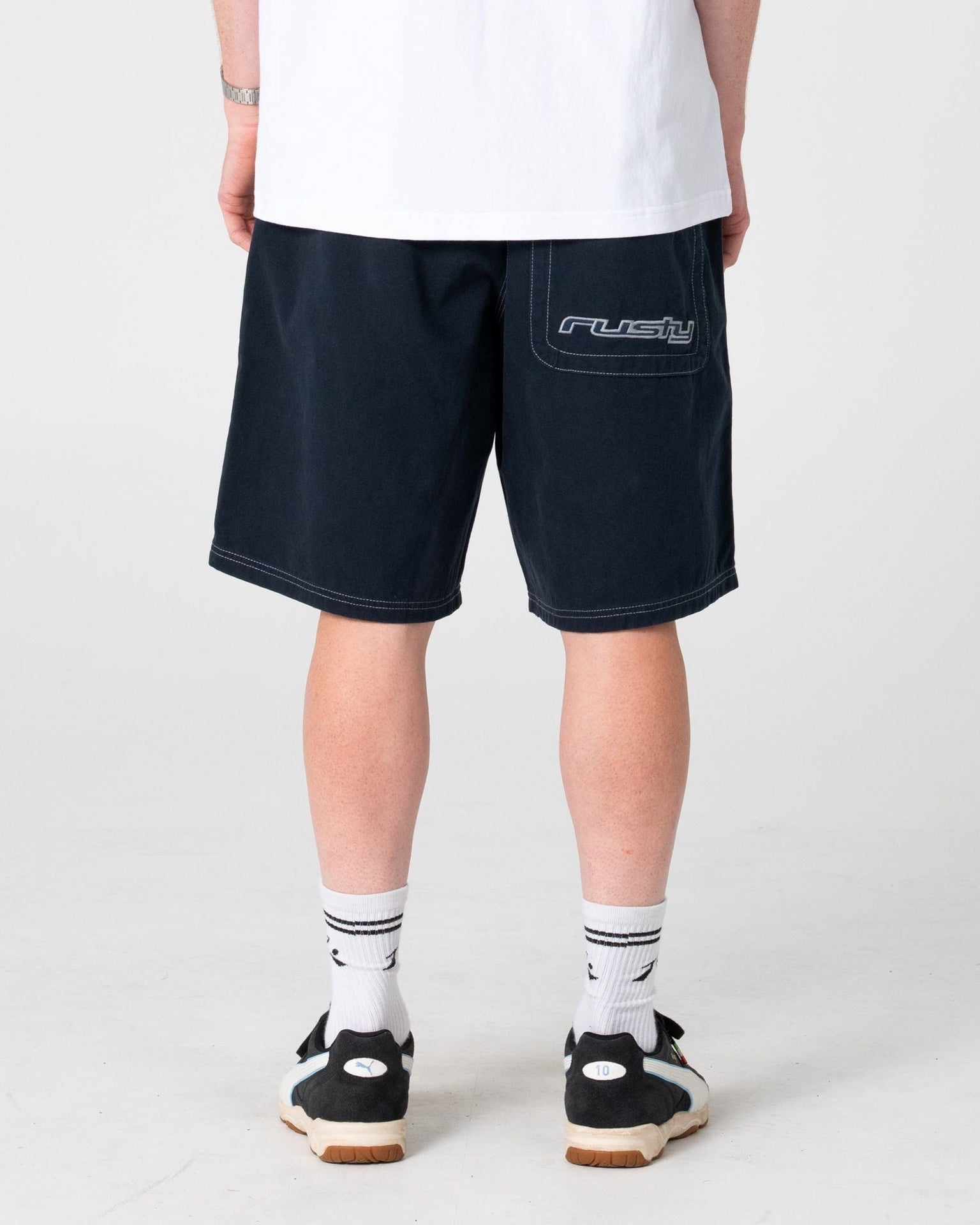 Rusty | Flip Daddy Elastic Baggy Short. Navy Blue