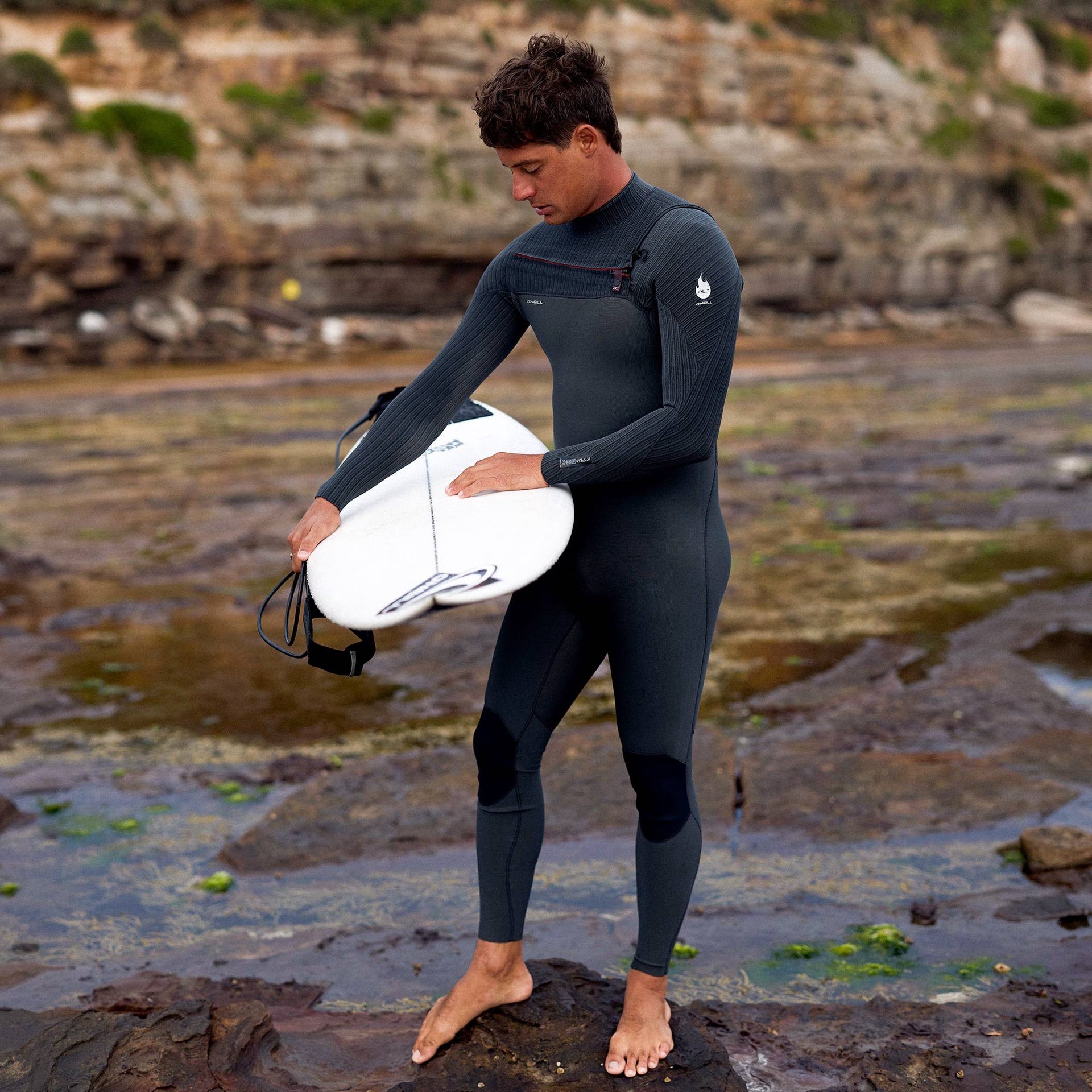 O'Neill | HyperFire 3/2mm Chest Zip Long Sleeve Steamer Full Suit Wetsuit. Steel Grey