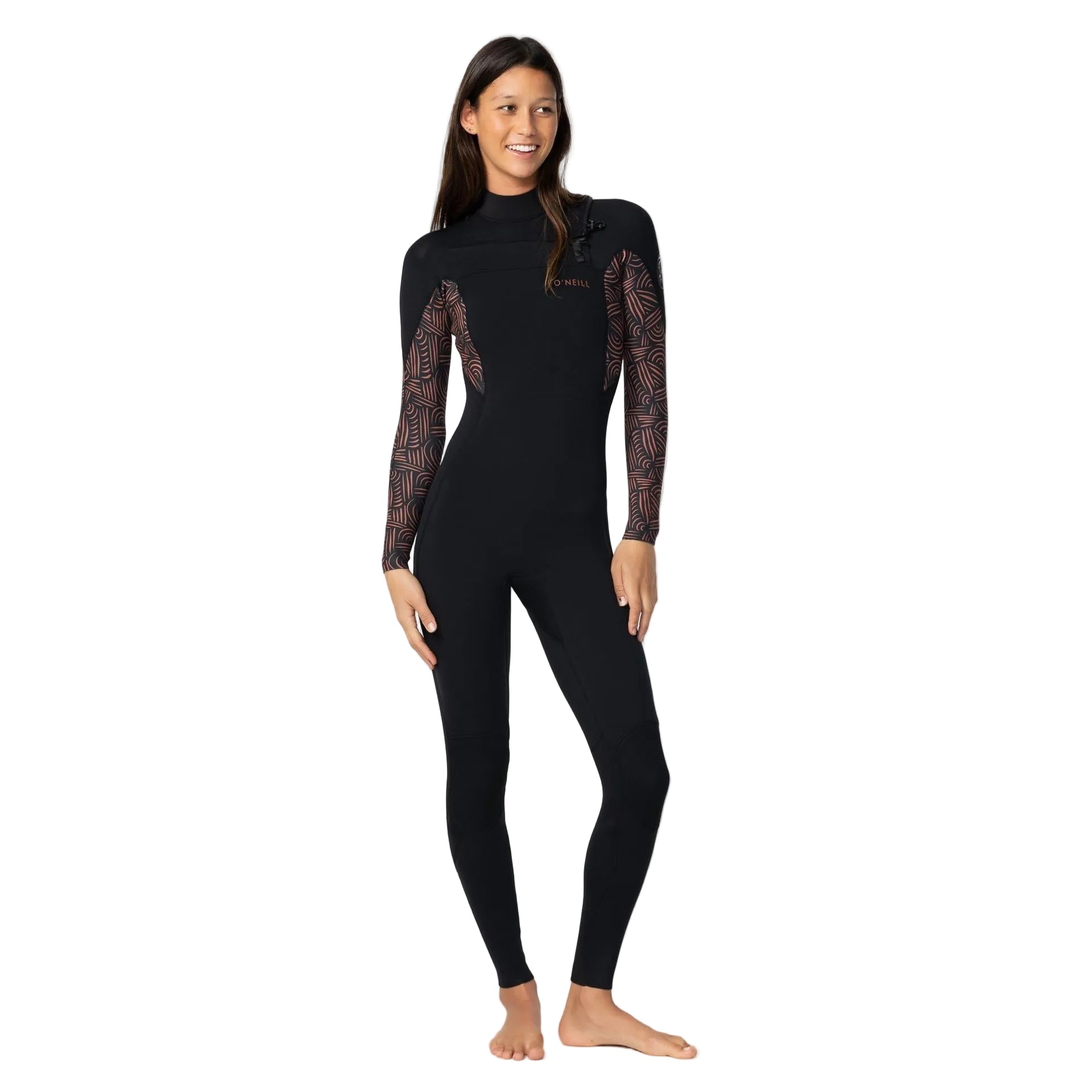 O'NEILL | LADIES BAHIA 3/2MM CHEST ZIP  LONG SLEEVE STEAMER. TERRA WEAVE