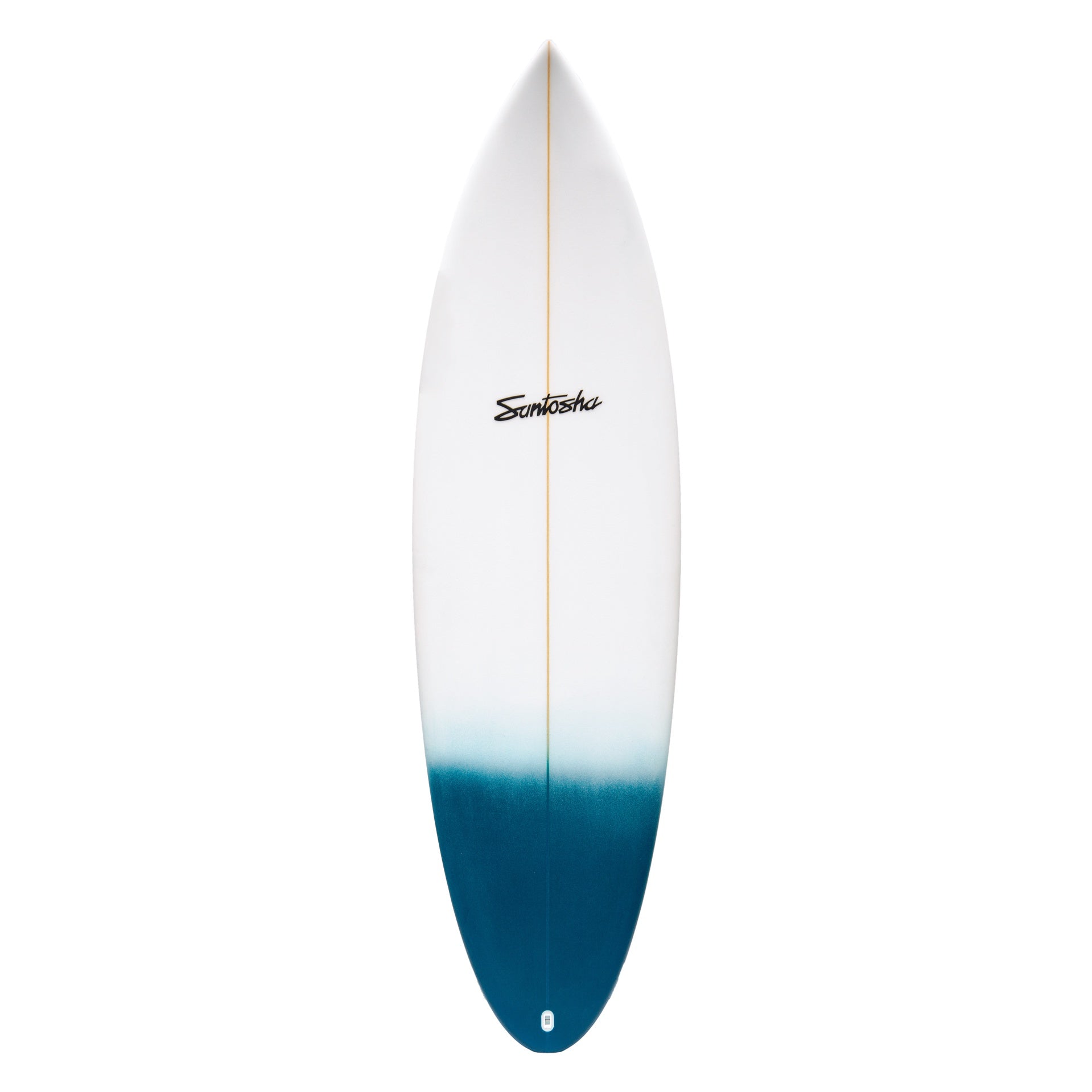 Santosha | Wizard Round Tail 5 Fin Fibreglass Surfboard. Tail Fade Spray