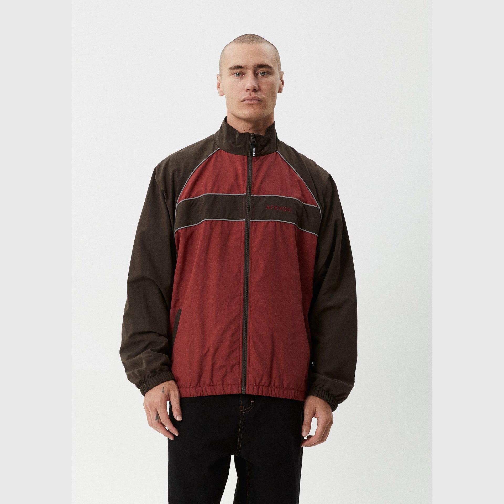 AFENDS | SPICY SPORTS SPRAY JACKET. BURGUNDY