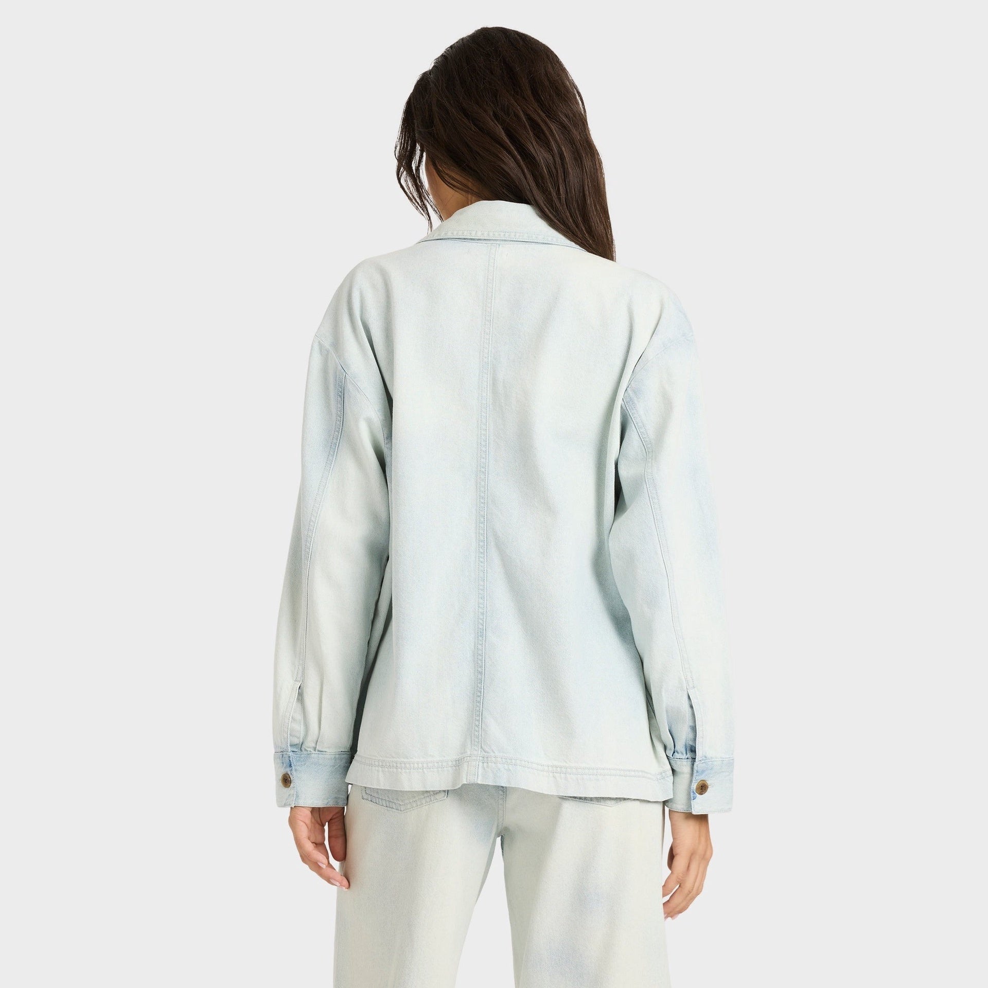 BILLABONG | LADIES JADE SALTWASHED LONG SLEEVE WOVEN SHIRT. BLUE MIST