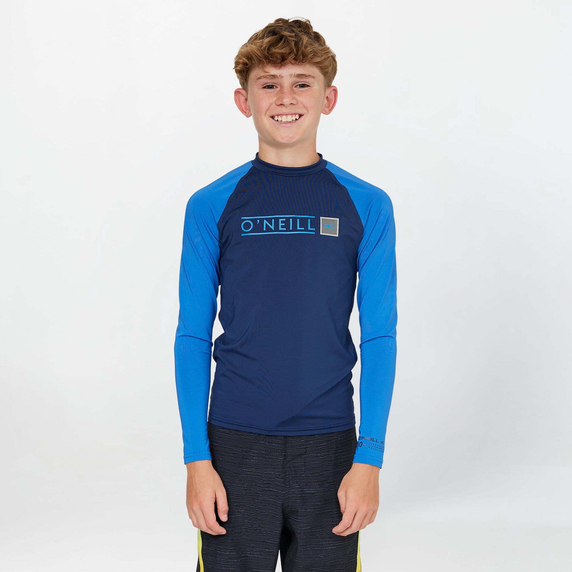 O'NEILL BOYS REACTOR BLOCK UV LONG SLEEVE RASH VEST. NAVY