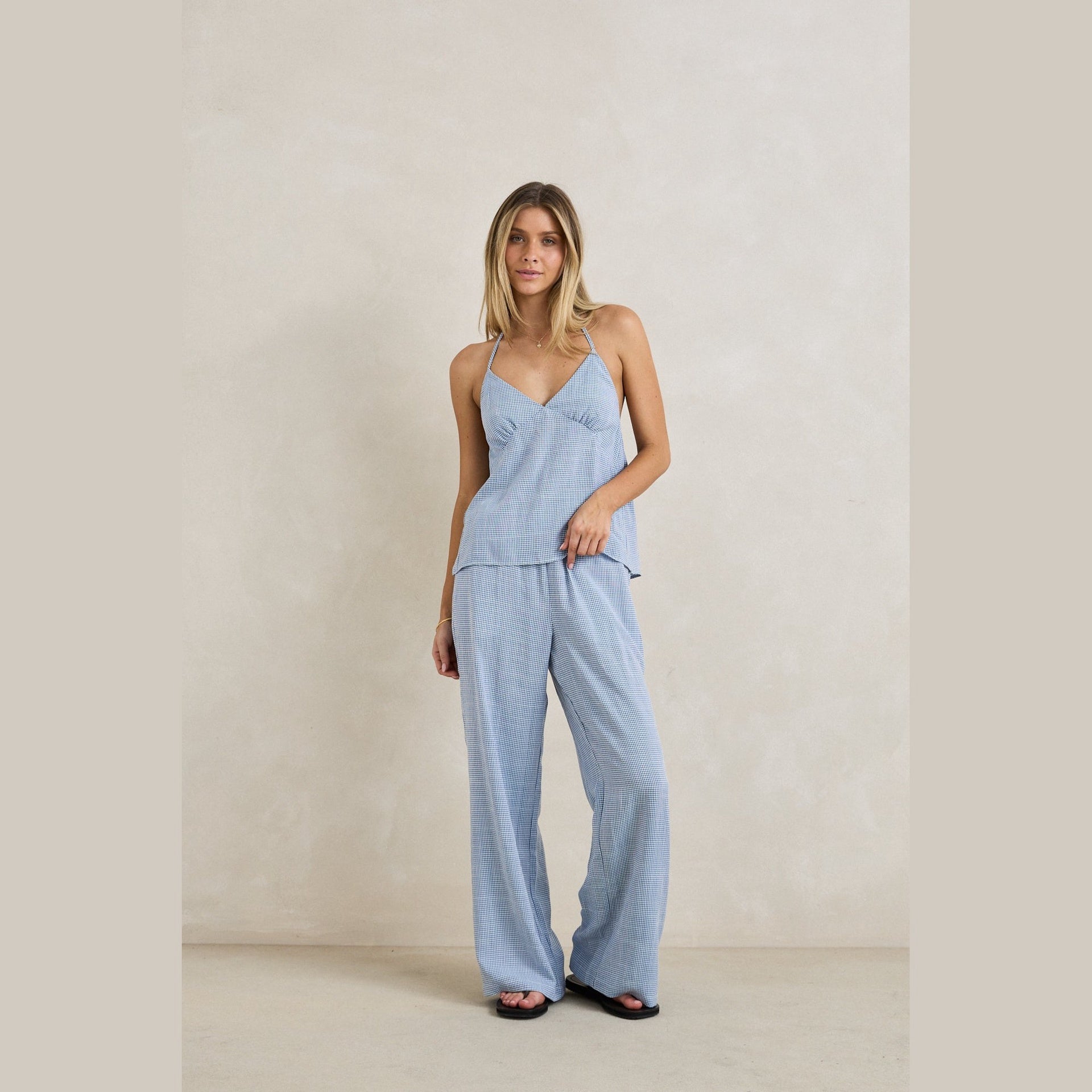 RHYTHM | LADIES MARISOL PANT. BLUE CHECK